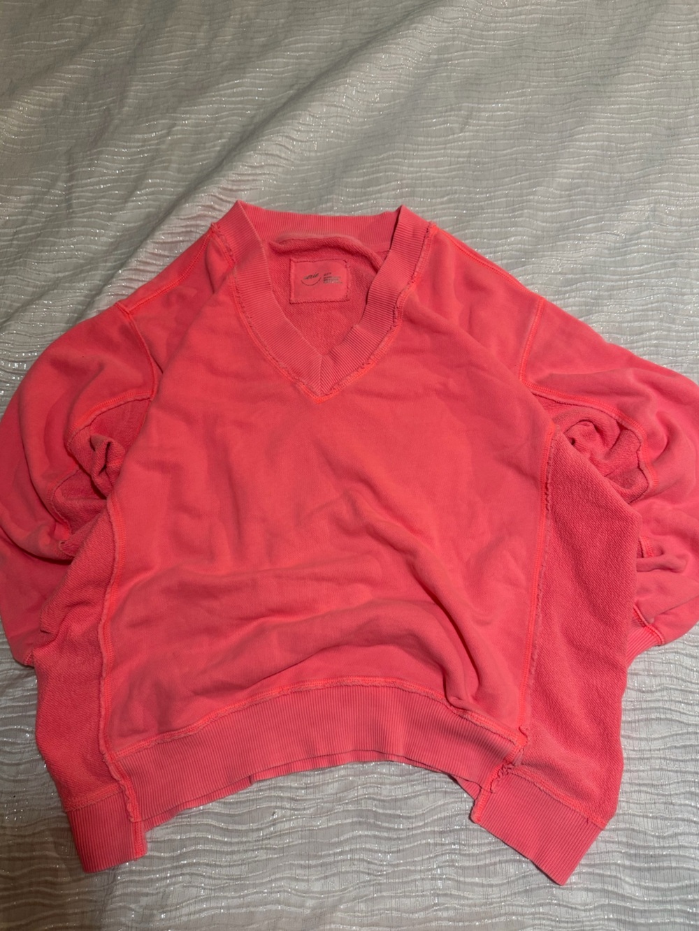 aerie Coral V-Neck Lightweight Sweater